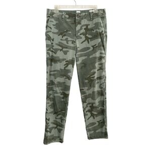 Gap Girlfriend Camo Pants Womens 10 Camouflage Stretch Mid Rise Military Green